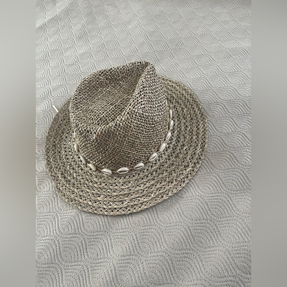 Free People X San Diego Hat Company Seagrass fedora with shell trim - Picture 10 of 15